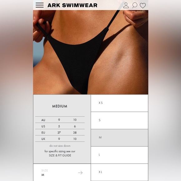 ARK Swimwear Black Bandeau Bikini Set top/bottom size Medium - Picture 8 of 9